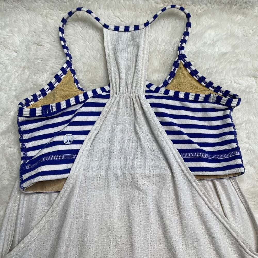 Lululemon Women's Blue White No Limit Striped Tank Top Size 2 - Picture 4 of 6